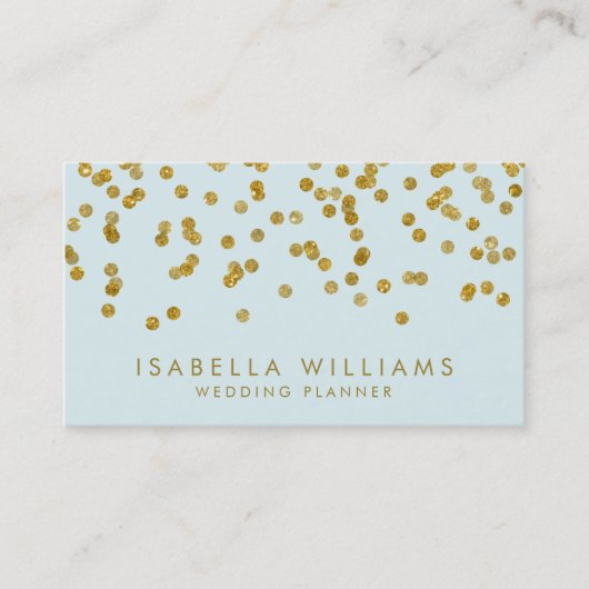 Light Blue & Gold Foil Confetti Business Card Visitenkarte (Vorderseite)