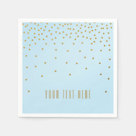 Light Blue & Gold Foil Confetti Dots Napkins Serviette