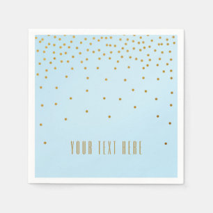 Light Blue & Gold Foil Confetti Dots Napkins Serviette