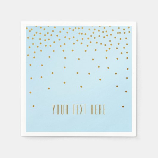 Light Blue & Gold Foil Confetti Dots Napkins Serviette (Vorderseite)