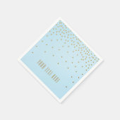Light Blue & Gold Foil Confetti Dots Napkins Serviette (Ecke)