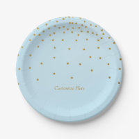 Light Blue & Gold Foil Confetti Dots Party Teller