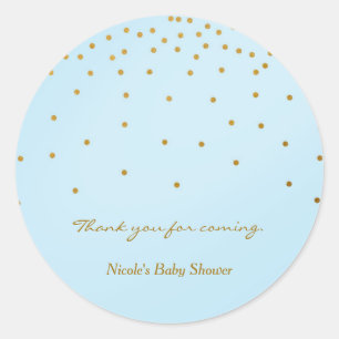 Light Blue & Gold Foil Dots Moderne Pflegeaufklebe Runder Aufkleber
