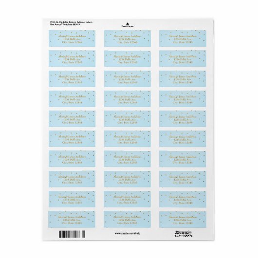 Light Blue & Gold Foil Einladung Address Labels (Vorne)