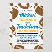 Light Blue Gold Football Halbzeitparty Einladung (Vorne/Hinten)