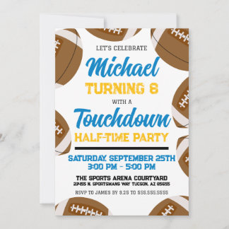 Light Blue Gold Football Halbzeitparty Einladung