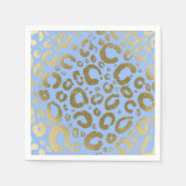 Light Blue & Gold Glam Leopard Print Party Serviette (Vorderseite)