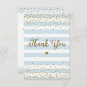 Light Blue Gold Glitzer Boy Baby Dusche Sprinkle T Dankeskarte (Vorne/Hinten)