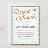 Light Blue Gold Glitzer Bridal Dusche Einladung (Vorderseite)