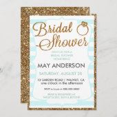 Light Blue Gold Glitzer Bridal Dusche Einladung (Vorne/Hinten)