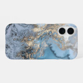 Light Blue & Gold Marble iPhone 6/6s Fall 16 Hülle (Rückseite (Horizontal))