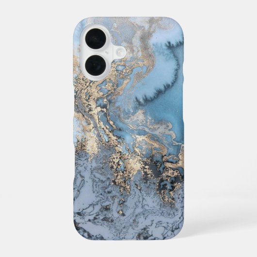 Light Blue & Gold Marble iPhone 6/6s Fall 16 Hülle (Rückseite)