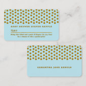 Light Blue & Gold Polka Dot , Windeln Raffel Ticke Begleitkarte (Vorne/Hinten)