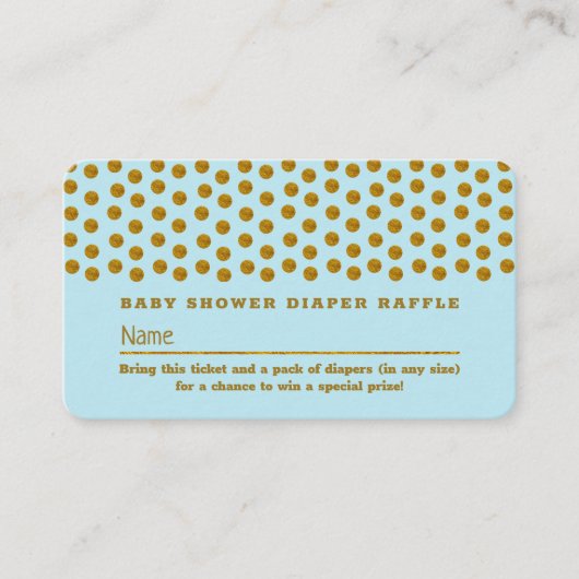 Light Blue & Gold Polka Dot , Windeln Raffel Ticke Begleitkarte (Vorderseite)