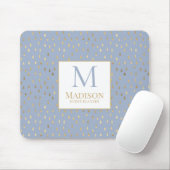 Light Blue Gold Raindrop Modernes Trendmonogramm Mousepad (Mit Mouse)