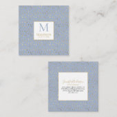 Light Blue Gold Raindrop Modernes Trendmonogramm Quadratische Visitenkarte (Vorne/Hinten)