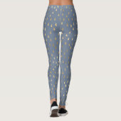 Light Blue Gold Raindrop Modernes Trendy Yoga Leggings (Rückseite)