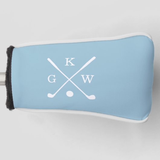 Light Blue Golf Clubs Monogramm Golf Headcover (Vorderseite)