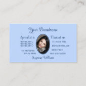 Light Blue Gorgeous Herz Niedlich mit Logos und Fo Visitenkarte (Rückseite)