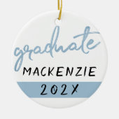 Light Blue Graduate | Cooles Pinselskript auf Weiß Keramik Ornament (Vorne)