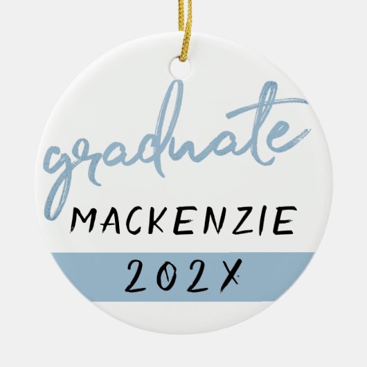 Light Blue Graduate | Cooles Pinselskript auf Weiß Keramik Ornament (Vorne)