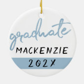 Light Blue Graduate | Cooles Pinselskript auf Weiß Keramik Ornament (Hinten)
