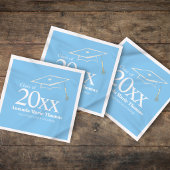 Light Blue Graduation Cap Class of 20XX Name Serviette