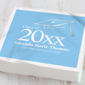 Light Blue Graduation Cap Class of 20XX Name Serviette