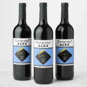 Light Blue Graduation Party Weinetikett (Flaschen)