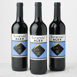 Light Blue Graduation Party Weinetikett