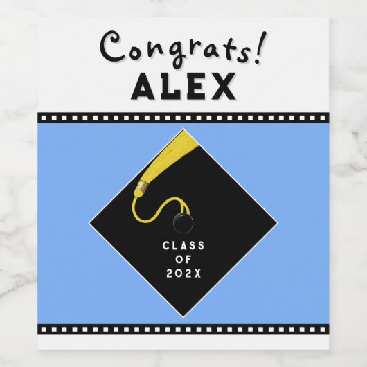 Light Blue Graduation Party Weinetikett (Einzelnes Label)