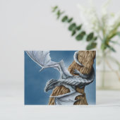 Light Blue Gray Dragon Postcard Postkarte (Stehend Vorderseite)