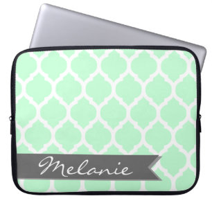 Light Blue Gray marokkanische Gitter & Banner Laptopschutzhülle