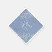 Light Blue Gray & Silver Frills Elegante Wedding Serviette (Ecke)