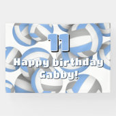 light blue gray volleyballs kids birthday party banner (Horizontal)