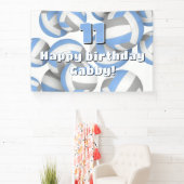 light blue gray volleyballs kids birthday party banner (InSitu)