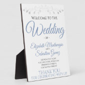 Light Blue & Grey Elegante Wedding Welcome Sign Fotoplatte (Seite)