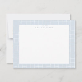 Light Blue Grid Frame Note Card Einladung