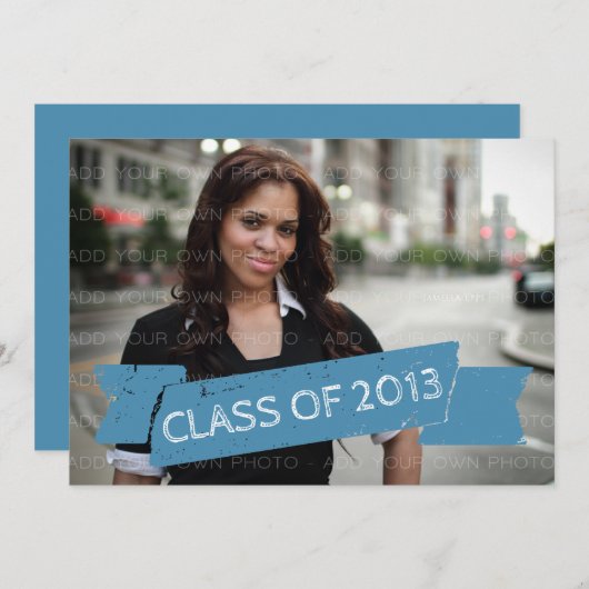 Light Blue Grunge Banner 2013 Grad Einladung (Vorne/Hinten)