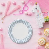 Light Blue Grunge Textil Zickzack Pappteller (Party)