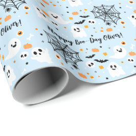 Light Blue Halloween Ghost Geschenkpapier