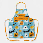 Light Blue Halloween mit Geistern, Pumpkins, Flede Schürze (Vorderseite)