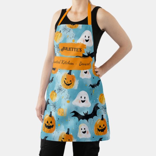 Light Blue Halloween mit Geistern, Pumpkins, Flede Schürze (InSitu)