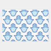 Light Blue Hamsa Star von David Pattern Hanukkah Geschenkpapier Set (Vorderseite)