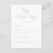 Light Blue Hand Drawn Wedding RSVP Begleitkarte (Vorderseite)