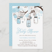 Light Blue Hanging Mason Jars Baby Shower Einladung (Vorne/Hinten)