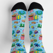 Light Blue Hanukkah Pattern Socken (Oben)