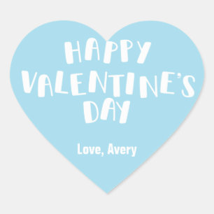 Light Blue Happy Valentine's Day Herz-Aufkleber