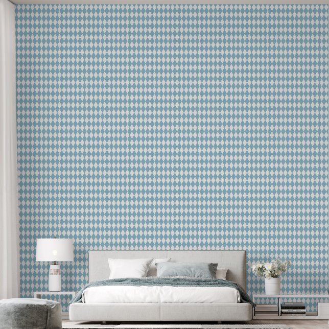 Light Blue Harlequin Pattern Tapete (Schlafzimmer)