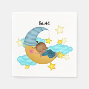 Light Blue Hat Baby auf dem Mond Serviette